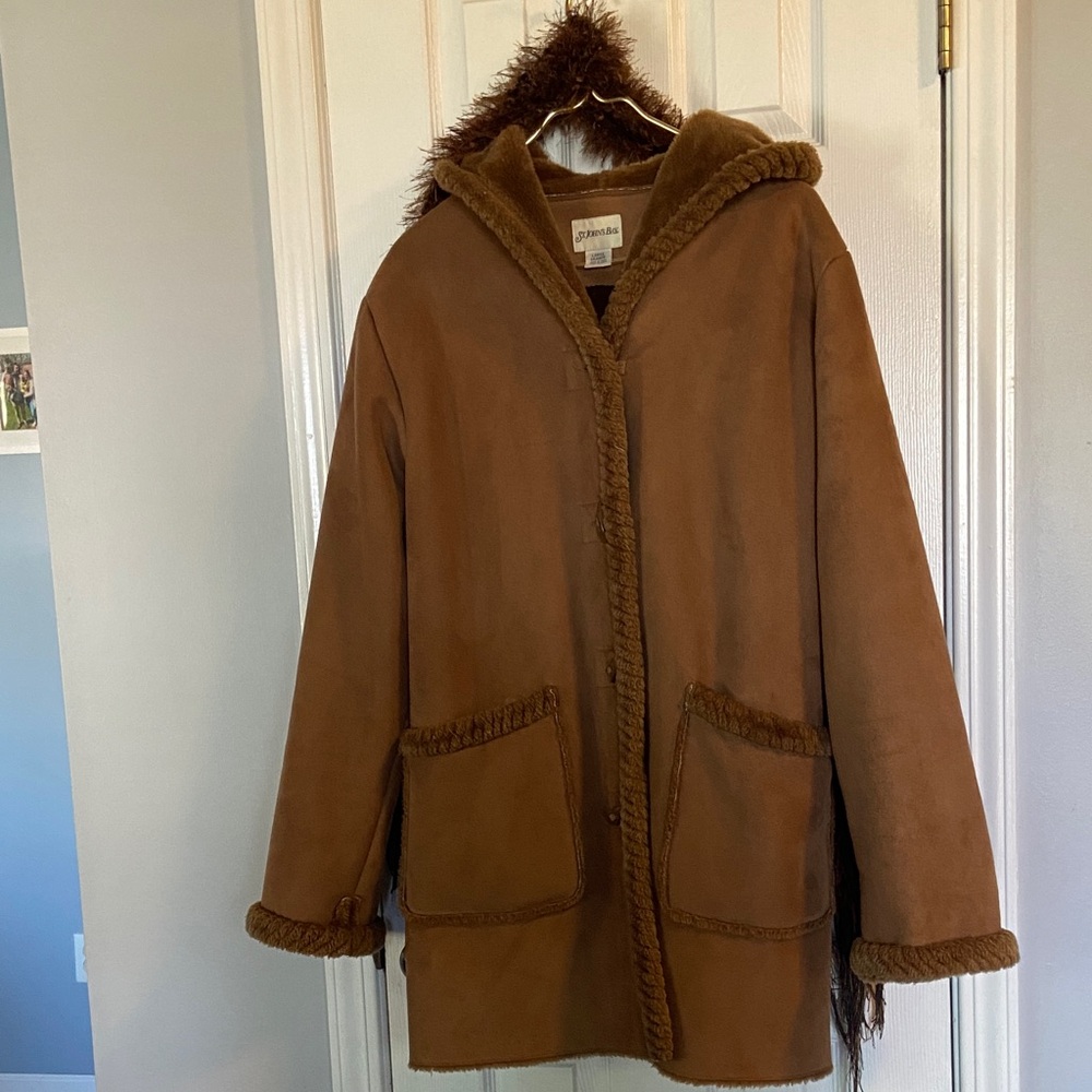 St John’s Bay Brown fur lined coat